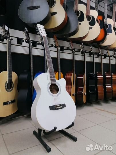 Белая Акустическая гитара Новая матовая