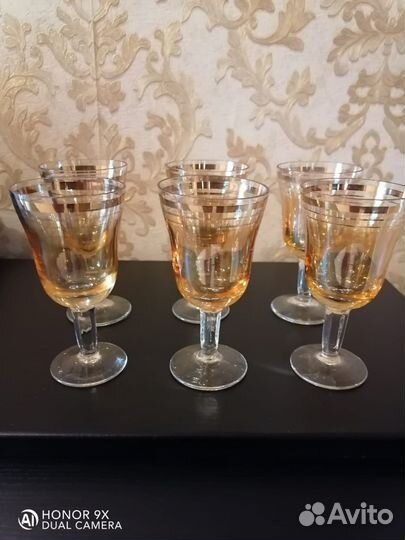 Бокалы фужеры рюмки стекло СССР цветное