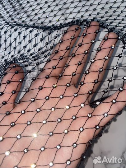 Ткань сетка со стразами