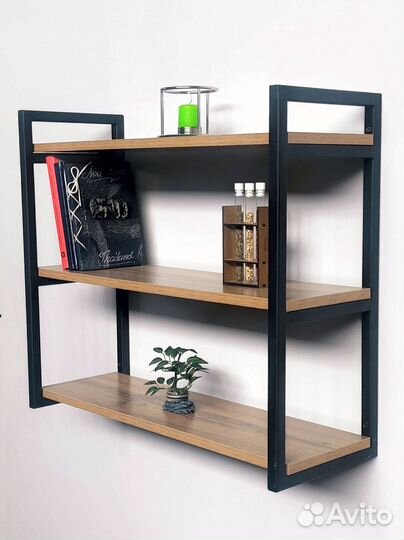 Полка настенная в стиле лофт с 3 полками