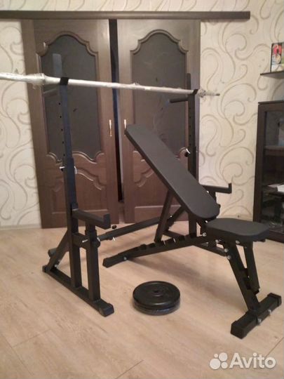 Стойка для штанги+лавка+штанга
