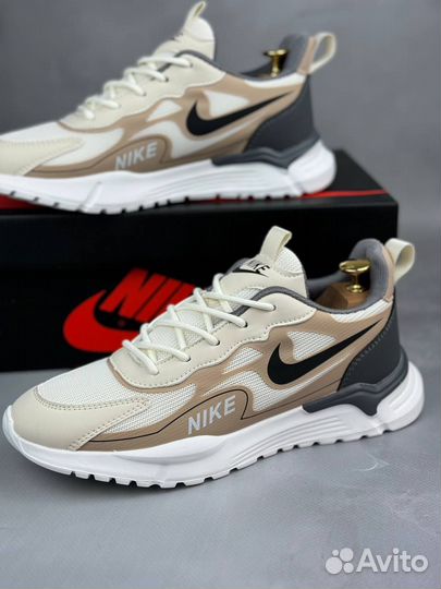 Летние мужские кроссовки бежевые Nike Air