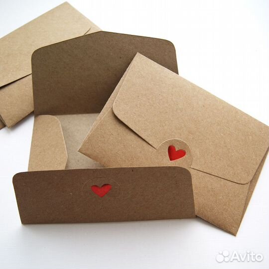 Конверт крафт с тиснением Сердце