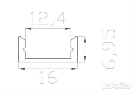 Накладной профиль для светодиодной ленты, 16х7 мм