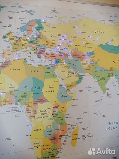 Карта мира с подсветкой интерьерная