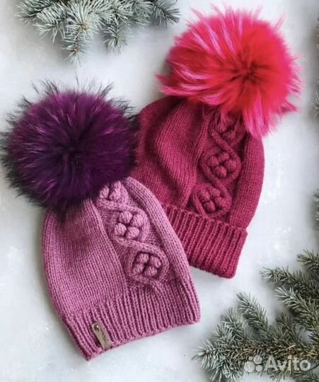 Шапка снуд варежки вязаный комплект ручной работы