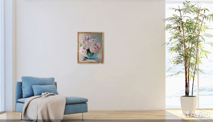 Картина маслом на холсте пионы