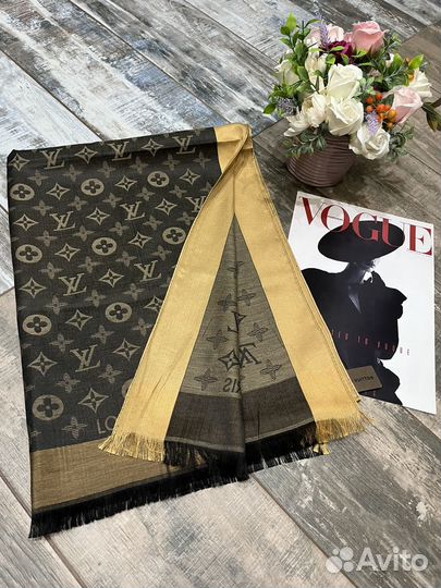 Кашемировый палантин Louis Vuitton черный новый