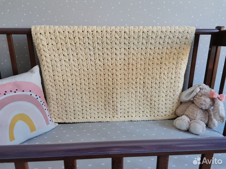 Плед детский в коляску вязаный ручная работа