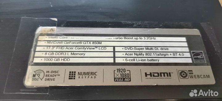 Ноутбук Acer V3 772G, i7 8 потоков 8гб озу