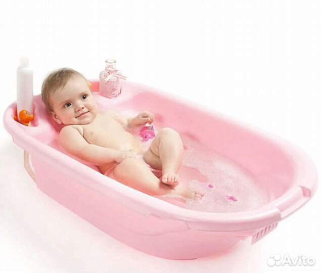 Розовая ванночка для купания младенцев 
