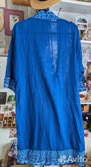 Голубая накидка в стиле бохо топ