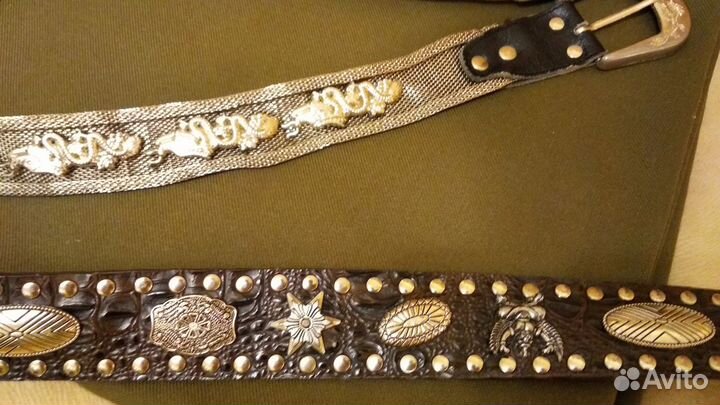 Стильные ремни с металлич. украшениями, унисекс
