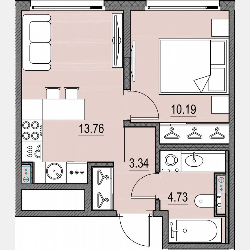 1-к. квартира, 32,2 м², 8/16 эт.