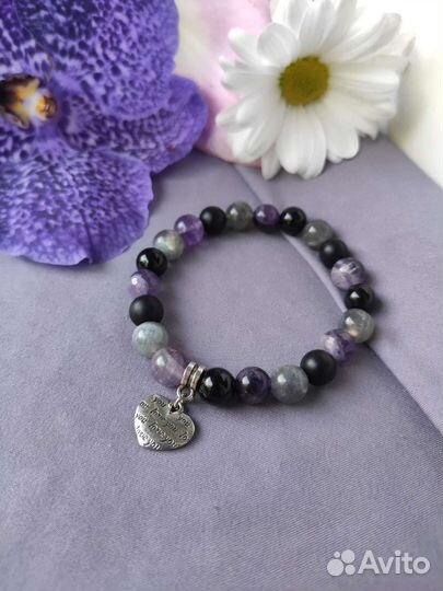 Браслет, чокер, серьги из натуральных камней