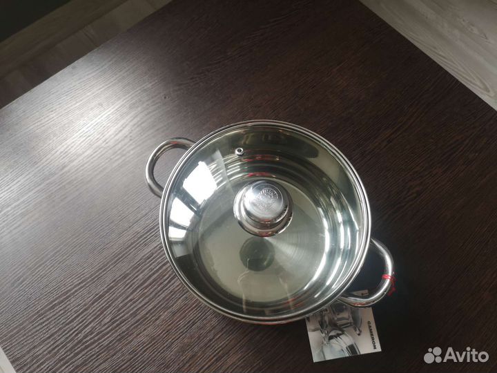 Кастрюля из нержавейки 2.7 л, стеклянная крышка