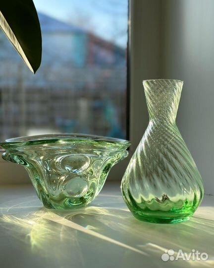 Конфетница цветное стекло СССР