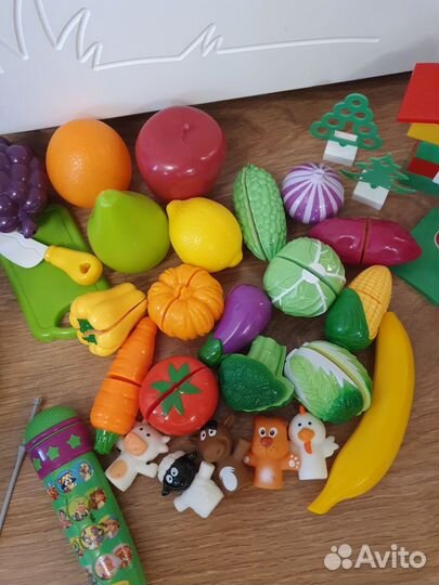 Развивающие игрушки, конструктор, овощи, микрофон