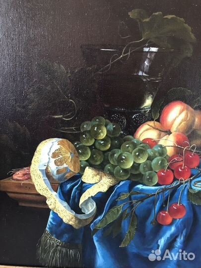 Картина маслом на холсте натюрморт, старинная