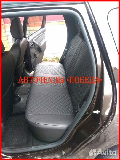 Чехлы Renault Duster 1 из экокожи чёрные Ромб