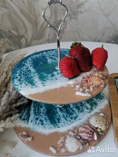 Фруктовница - этажерка с эпоксидной смолой