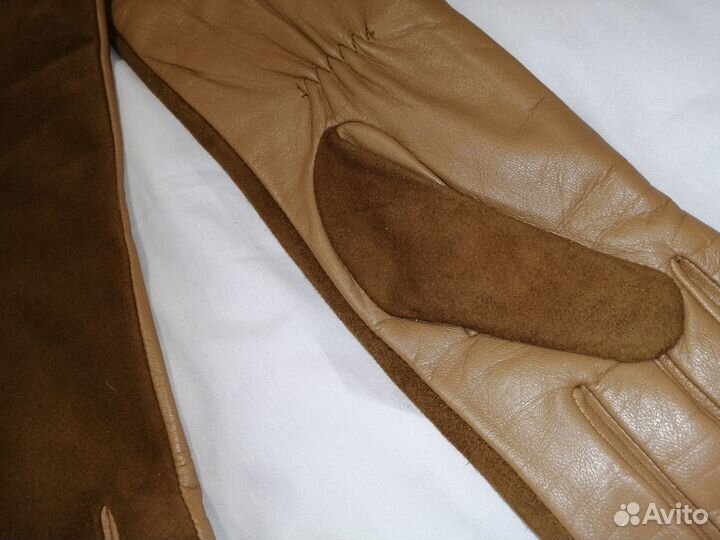 Перчатки длинные кожа/замша. Новые