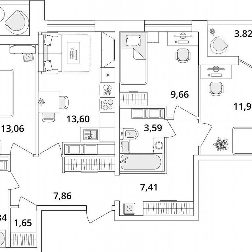 3-к. квартира, 77,6 м², 17/18 эт.