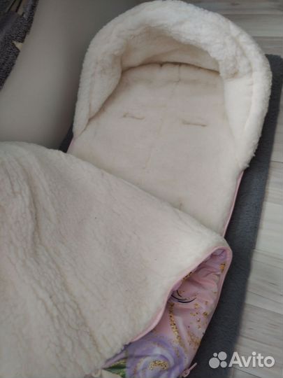 Зимний конверт в коляску на овчине