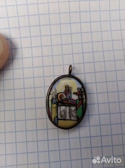 Иконка финифть Успение Пресвятой Богородицы