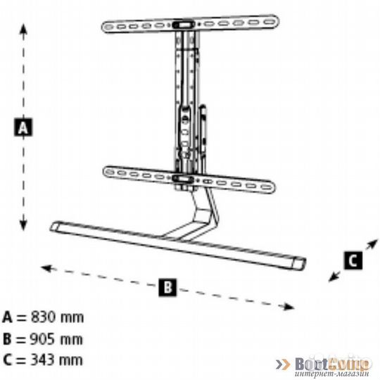 Подставка для телевизора Hama Design черный 32”-65