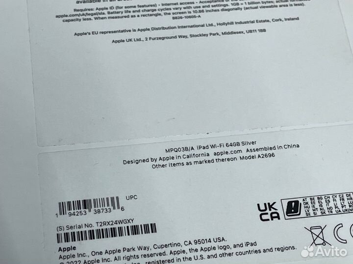 iPad 10 Wi-Fi 64gb White Новый