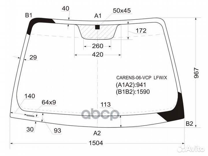 Стекло лобовое KIA carens II 06-12 carens-06-VC