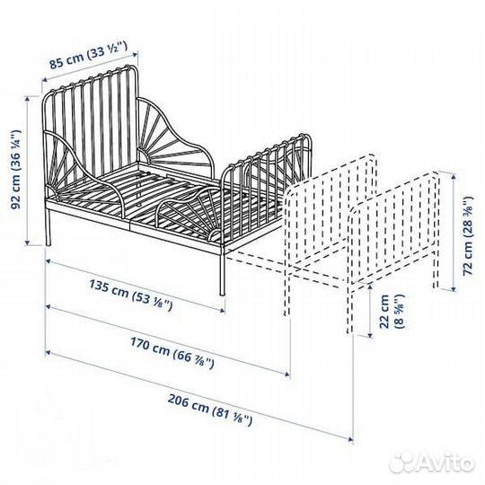 Детская кровать IKEA minnen раздвигающаяся