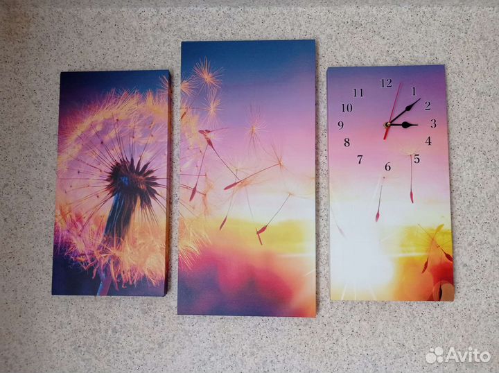 Модульная картина на холсте с часами