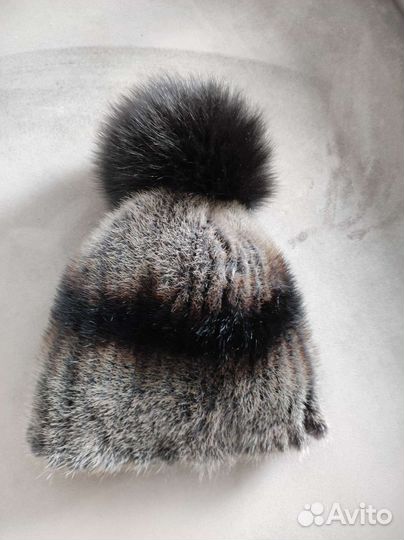Шапка норковая вязаная