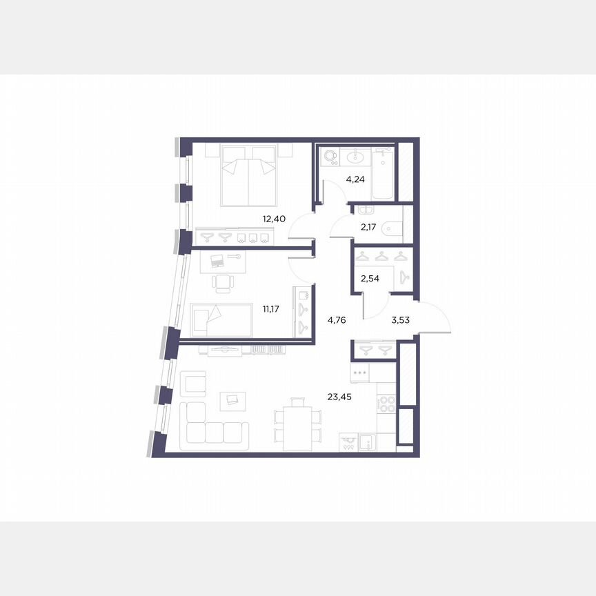 2-к. квартира, 64,3 м², 2/10 эт.