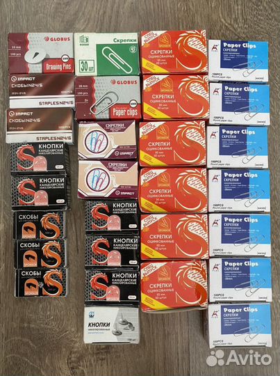 Канцелярия Скрепки, кнопки, скобы