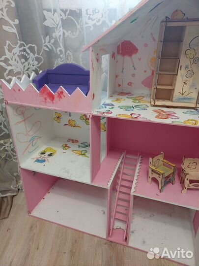 Кукольный домик для барби с мебелью