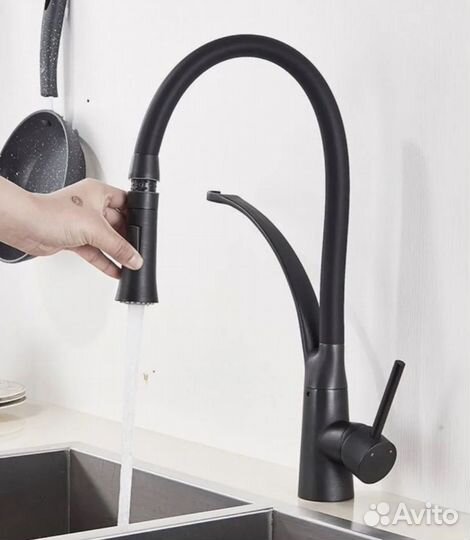 Смеситель кухни гибкий силиконовый излив однорукий