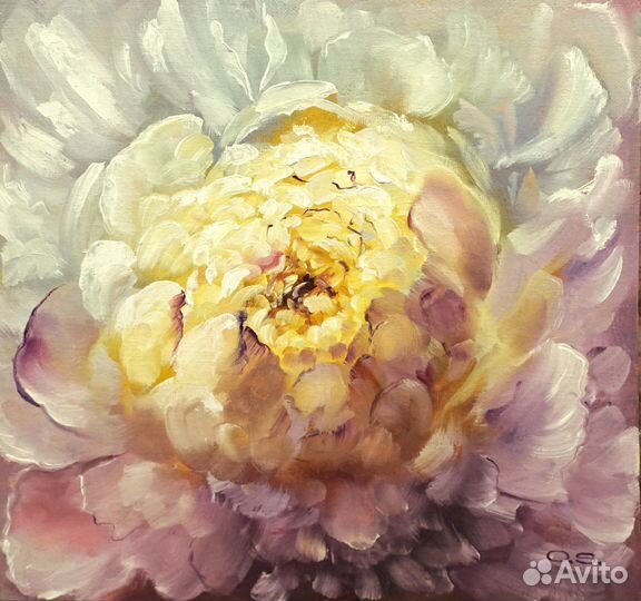 Картина маслом цветы Пион