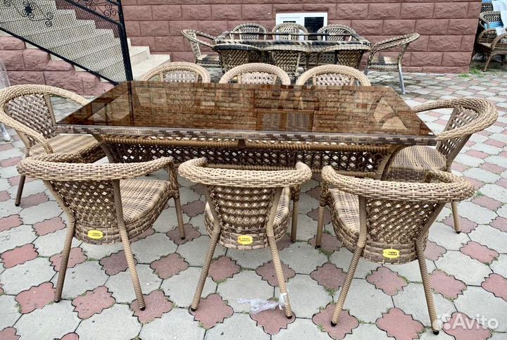 Обеденная группа на 8 персон Ротанговая мебель