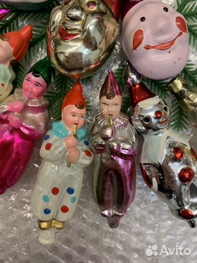 Елочные игрушки СССР клоуны, голова клоуна