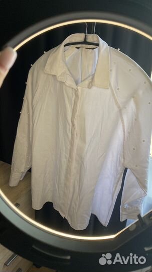 Рубашка оверсайз с жемчужинами