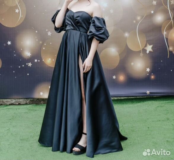 Черное пышное платье