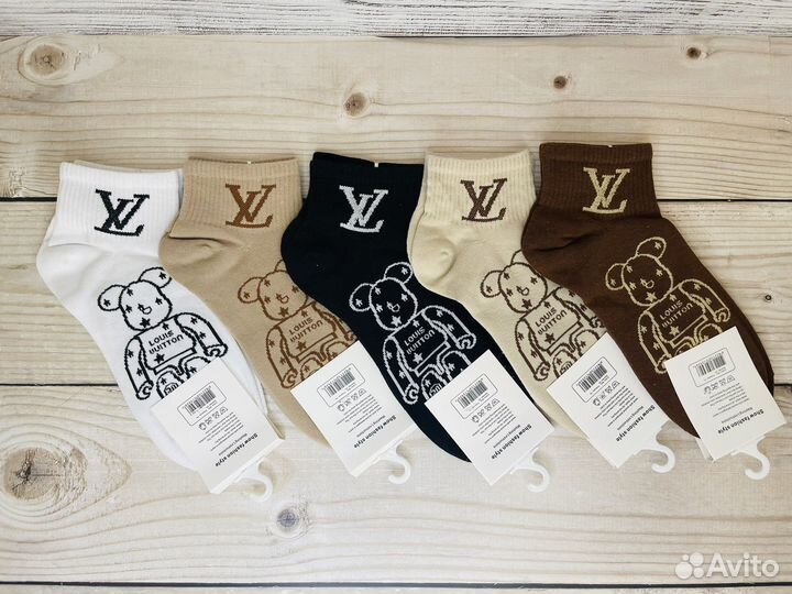 Носки женские Louis Vuitton 5 пар Мишка