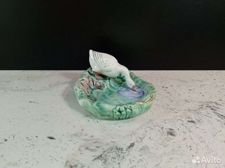 Статуэтка птица гусь лебедь антикварная Конаково