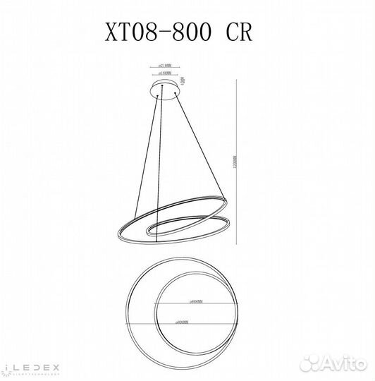 Подвесная люстра iLedex Axis XT08-D800 CR