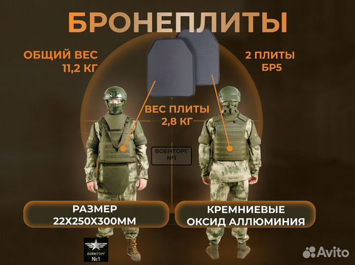 Бронежилет тактический с плитами