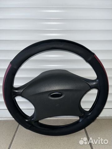 Оплетка на руль р-р М (37-39см) Эко/кожа Ч/Бр 1239