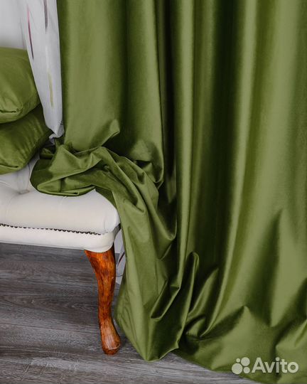 Комплект штор бархат Беллиссимо Оливковый